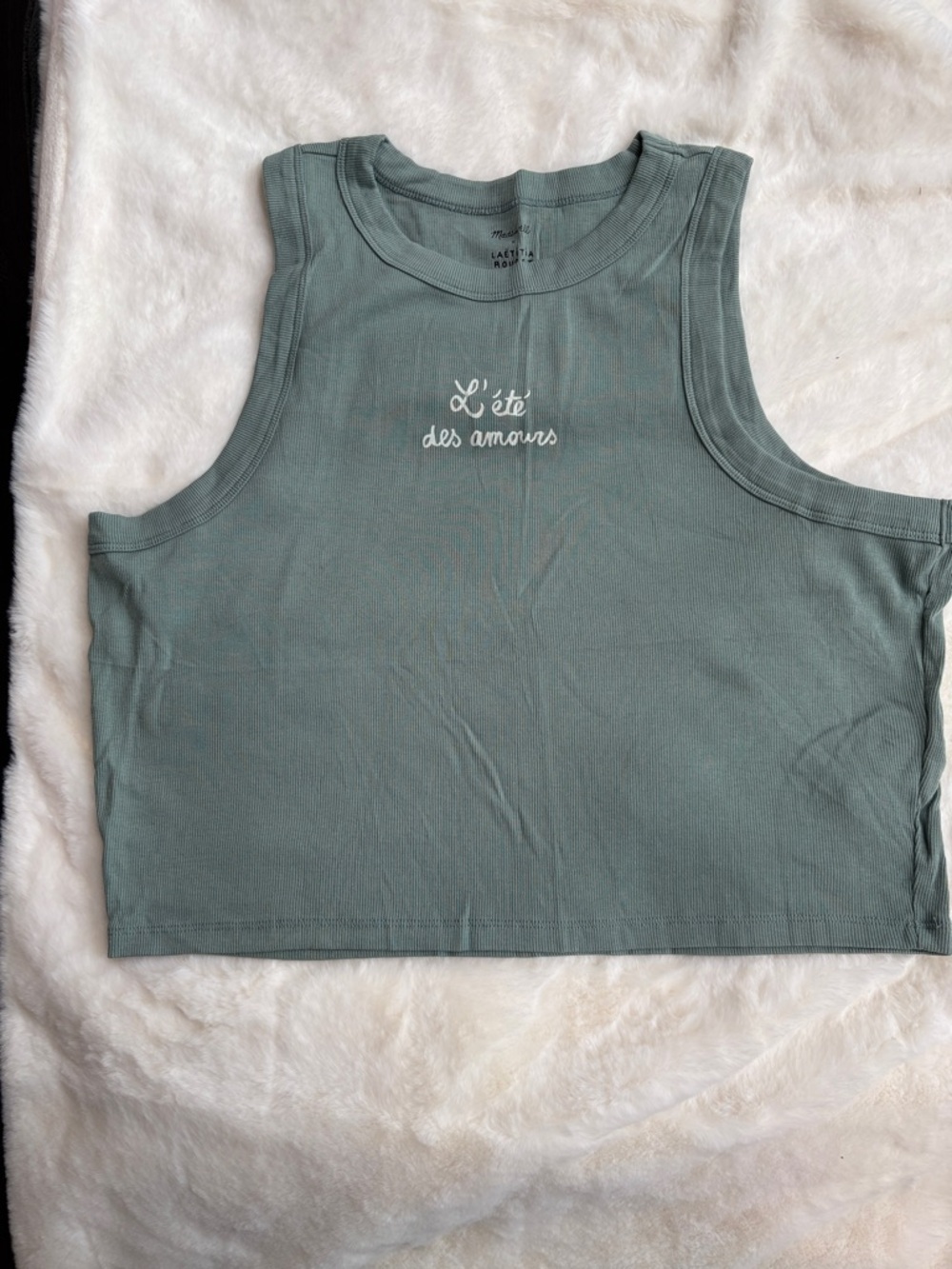 007 Madewell Sage Green Women’s Cropped L’ete Des Amour Tank Top